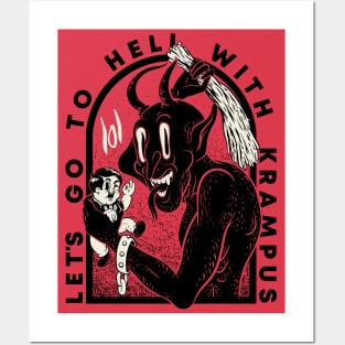 Krampus - Lets go to Hell with Krampus | Krampusnacht Xmas Devil Occult Meme Evil Santa Memes Austrian Naughty Bad Children Antisanta Funny LOL Christmas Ugly Holiday Sweaters Funny New Year 2022 Posters and Art